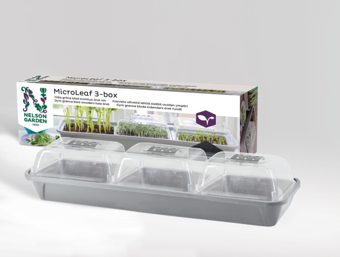 Micro Leaf minikasvuhoone 3-box 65x20x14cm