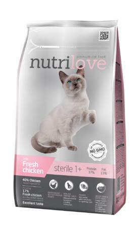  Kassitoit Nutrilove täissööt steriliseeritud kassidele kanaga 1,4kg 