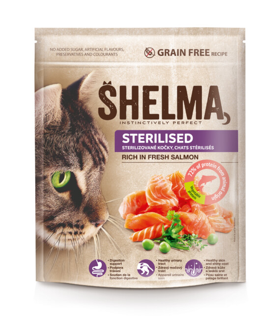  Kassitoit Shelma teraviljavaba täissööt steril.kassidele värske lõhega 750g 
