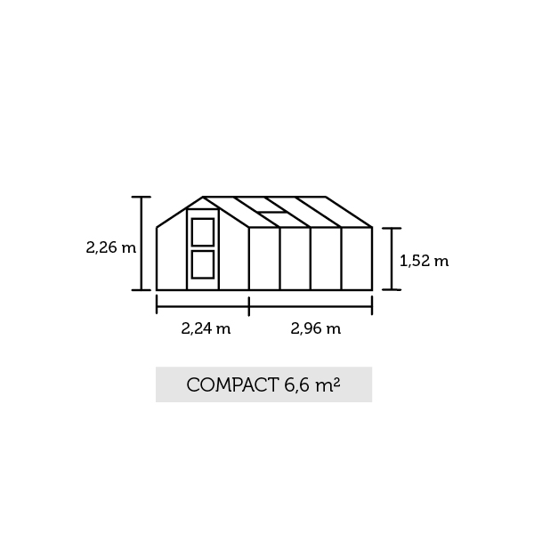  Kasvuhoone Compact 6,6m2 10mm polükarbonaat, antratsiit karkass 