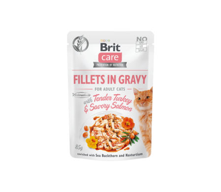  Kassi märgtoit Brit Care Fillets in Gravy Turkey&Salmon 85g 