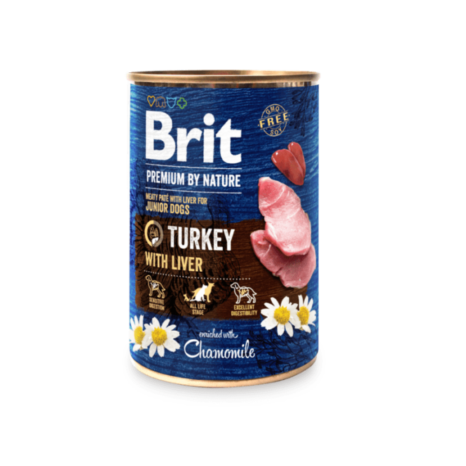 Koerakonserv Brit Premium by Nature Turkey Liver 800g