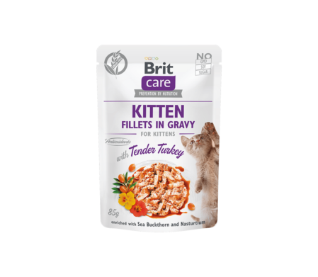  Kassipoegade märgtoit Brit Care Fillets in Gravy Turkey Kitten 85g 