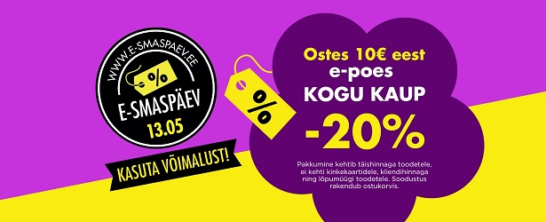 E-smaspäeval kogu tavahinnaga kaup -20%!